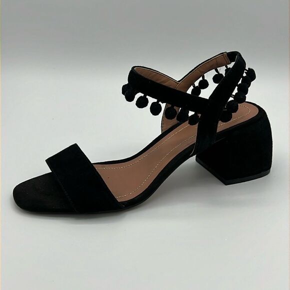 Zara Woman Sandals Pom-Poms Fun Suede Unique Size 6.5 B22A - Picture 3 of 9